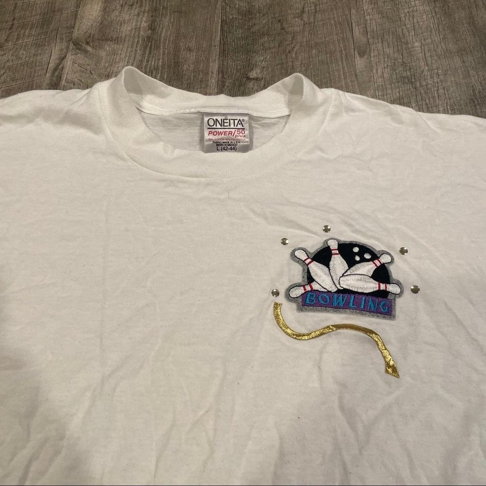 Vintage y2k bowling pins lanes t shirt - mens large